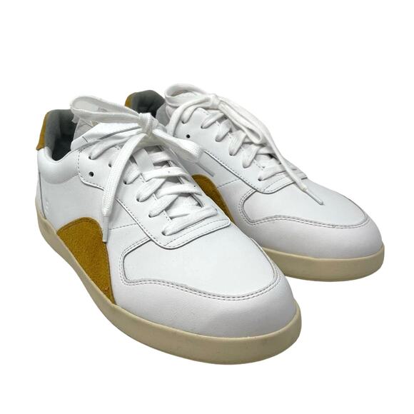 Everlane The ReLeather Court Sneaker White Mustard Women's Size 9 Men's 7 NEW - Picture 1 of 9
